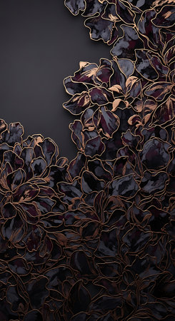 Lilac flower pattern on black background. 3D illustration.の写真素材