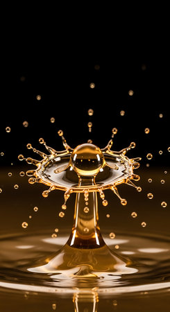 Falling drops of water. Splash effect after collision a falling drops with water Surfaceの写真素材