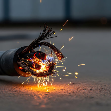 welding of steel with sparks and sparks flying in the air