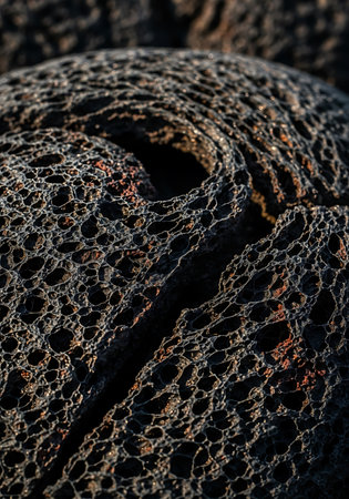 Close-up of the structure of a volcanic rock. Iceland.の写真素材
