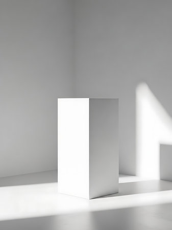 Minimalistic white exhibition stand. 3d rendering mock up.の写真素材