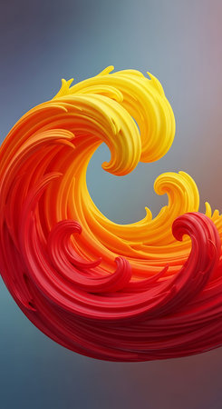 3d render of abstract background with colorful brush strokes in spiral shape