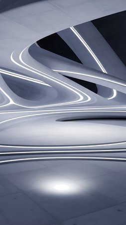 Abstract modern architecture background, empty open space interior. 3D renderingの写真素材