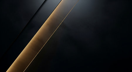Abstract black and golden line on dark background. 3d render illustrationの写真素材