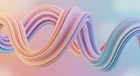 3d render, abstract background with wavy lines, rainbow colorsの写真素材