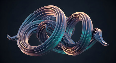 3D rendering of abstract wavy shape in blue and pink colors
