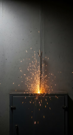 Sparks flying in the air.の写真素材