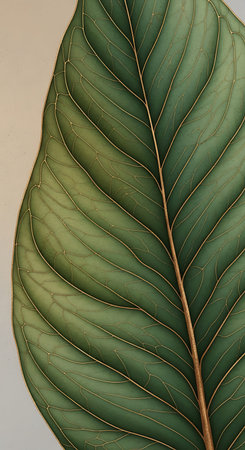 Green leaf texture background, close-up, botanical illustration.