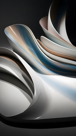 Abstract 3d rendering of wavy surface. Futuristic background.