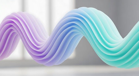3d rendering of abstract wavy background in blue and purple colors