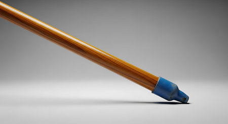 3d rendering of a pencil on a gray background with copy spaceの写真素材