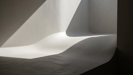 Abstract architecture background. White empty room with shadow on the wall.