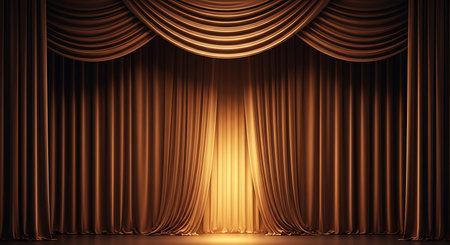 Movie or theater curtain. 3d rendering. Stage backdrop. Vintage style.の写真素材