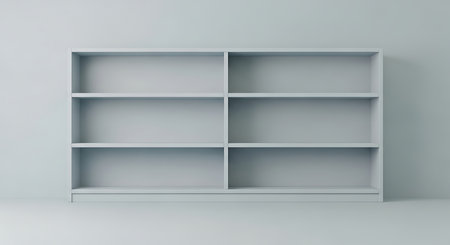3d rendered composition of empty bookshelves. Bookshelf mockup.の写真素材