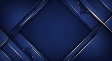 Blue abstract background with golden lines. Graphic design element. Vector illustrationの写真素材