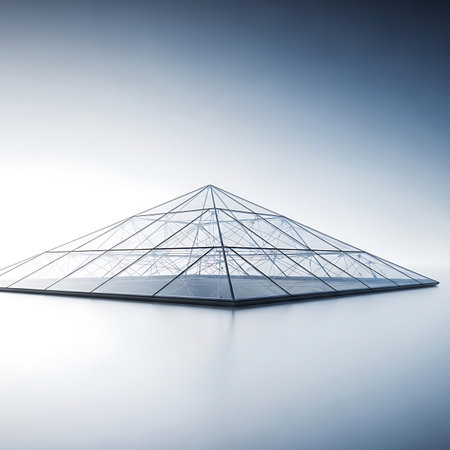 Abstract 3d render of glass building. Architectural modern background.