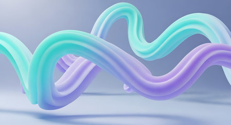 Abstract blue and purple wavy background, 3d render illustration.