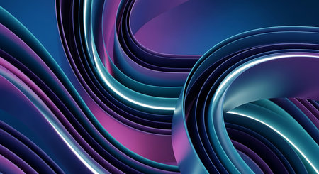 abstract blue and purple background with wavy lines. 3d rendering