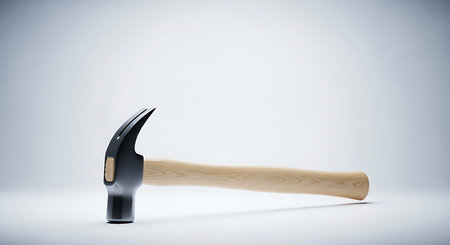 Hammer with wooden handle on white background. 3D rendering.の写真素材