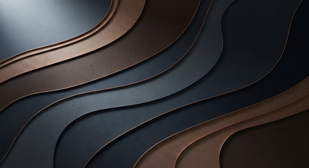 Abstract black and brown wavy background. 3d render illustration.
