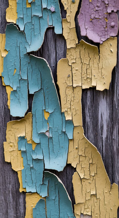 Peeling paint on an old wooden wall as an abstract background.の写真素材