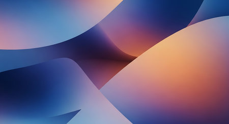 abstract background with smooth lines and waves in blue and orange colorsの写真素材