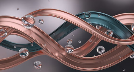 3d rendering of abstract wavy shape with water drops on it