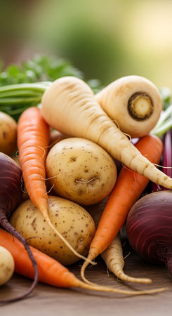 Fresh organic vegetables on wooden table. Selective focus. Shallow depth of field.