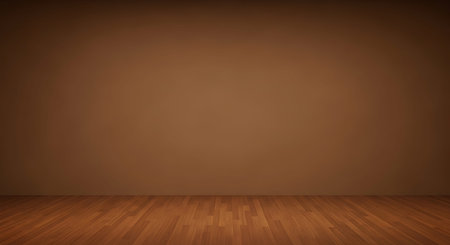 Empty room with brown wall and wooden floor, 3d render.
