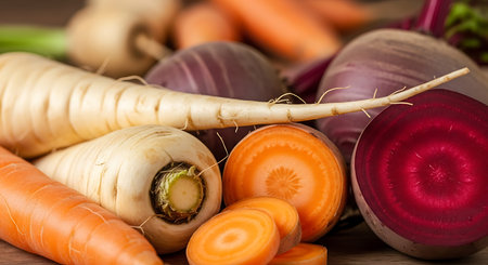 Fresh organic vegetables on a wooden background. Healthy eating concept. Selective focus.
