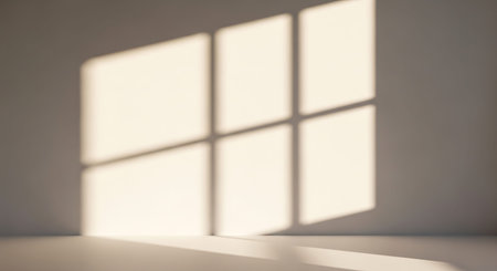 Empty room with sunlight and shadows from the window. 3d rendering