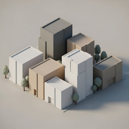 Isometric city landscape. 3d render illustration. Architectural concept.