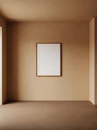 Interior of empty room with empty picture frame, 3d render