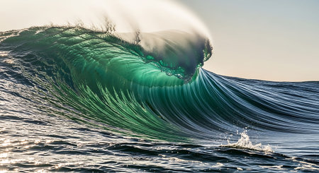 Blue ocean wave. Blue ocean wave with green transparent water.