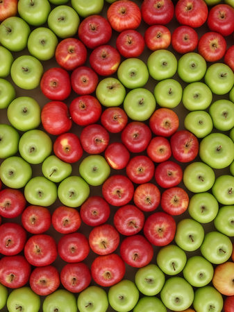 background of red and green apples, top view, close-up