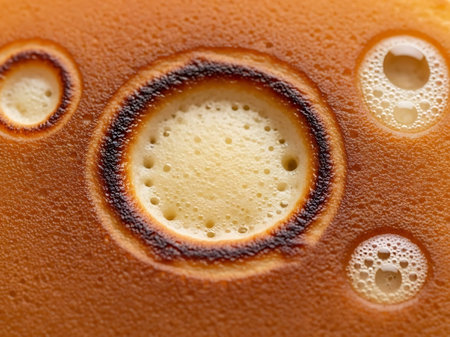 Coffee foam with bubbles. Close-up. Macro.