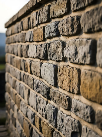 Background of stone wall texture. Close-up. Selective focus.