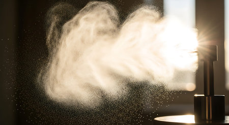 Cosmetic product with powder on black background, 3d rendering.