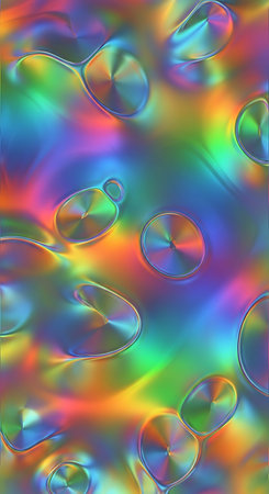 abstract background with water drops in rainbow colors - 3d illustrationの写真素材