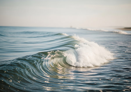 Beautiful wave in the sea. Ocean wave close-up.の写真素材