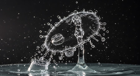 Falling drops of water. 3d rendering, 3d illustration.の写真素材