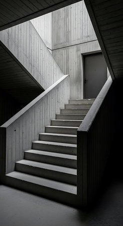 Staircase in the interior of a modern building. Black and whiteの写真素材