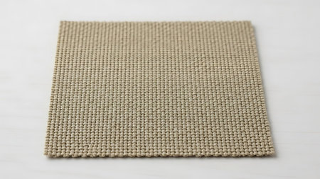 Closeup of beige textile placemat on white background.の写真素材