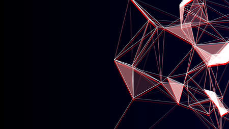 Glitch network connection technology. Abstract dark background with points, lines and triangles. Digital futuristic backdrop. Big data visualization. vector illustrations.のイラスト素材
