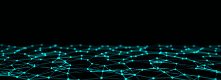 network connection technology. Abstract dark background with points and lines. Digital futuristic...