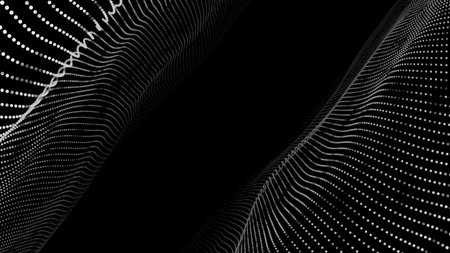 Digital future wave with dots on the black background. Big data visualization. vector illustrations.のイラスト素材