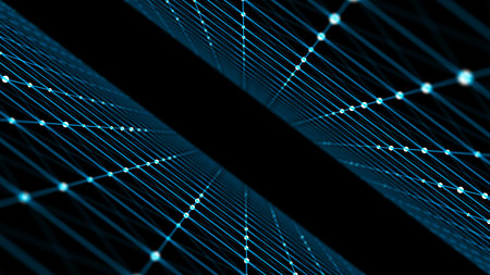 network connection technology. Abstract dark background with points and lines. Digital futuristic...