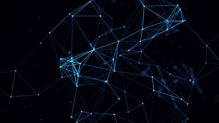 network connection technology. Abstract blue background with points, lines and particles. Digital...