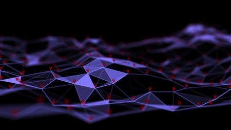 Network connection technology wave or structure. Abstract background with points, triangles and...