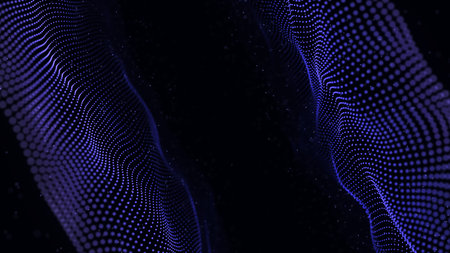 Digital gradient two waves on the dark background. The futuristic abstract of information ocean....